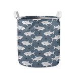 Cute White Shark Pattern Print Collapsible Laundry Basket