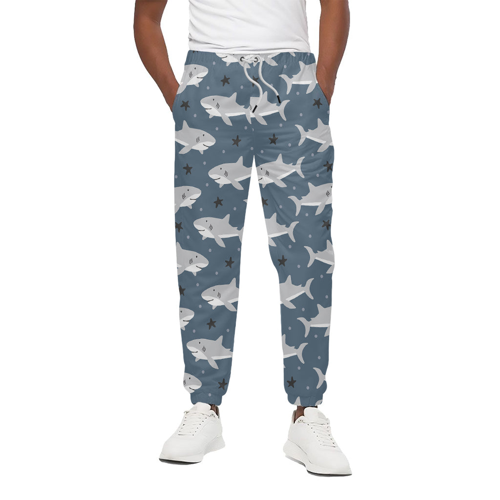 Cute White Shark Pattern Print Cotton Pants