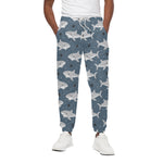 Cute White Shark Pattern Print Cotton Pants
