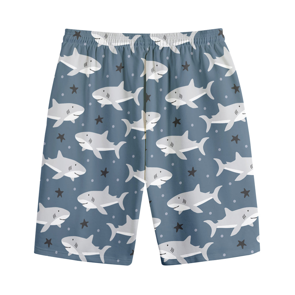 Cute White Shark Pattern Print Cotton Shorts