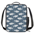 Cute White Shark Pattern Print Crossbody Lunch Bag