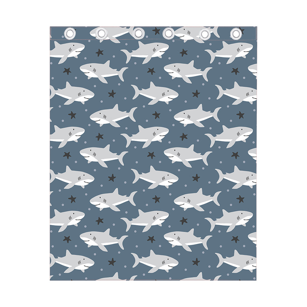 Cute White Shark Pattern Print Curtain