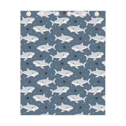 Cute White Shark Pattern Print Curtain