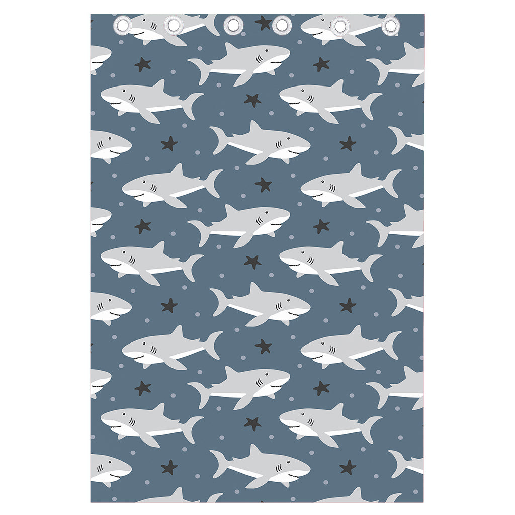 Cute White Shark Pattern Print Curtain