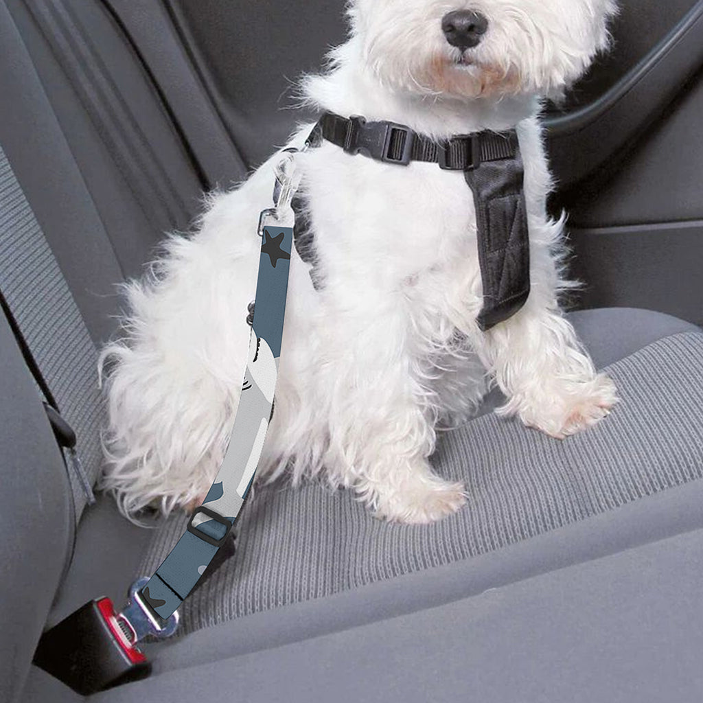 Cute White Shark Pattern Print Dog Seat Belt