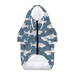 Cute White Shark Pattern Print Dog Zip Up Hoodie
