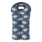 Cute White Shark Pattern Print Double Neoprene Wine Tote