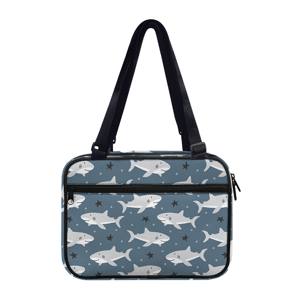 Cute White Shark Pattern Print Double Strap Bible Bag