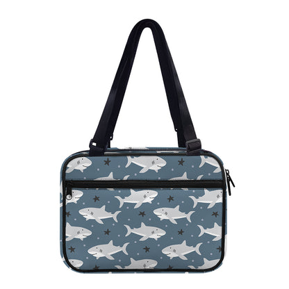 Cute White Shark Pattern Print Double Strap Bible Bag