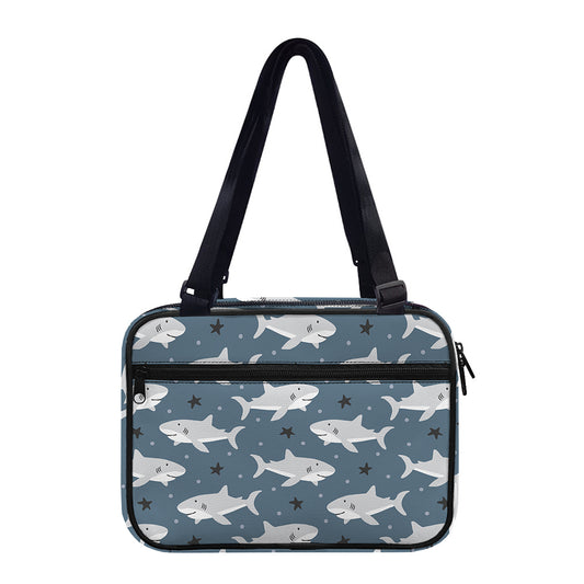 Cute White Shark Pattern Print Double Strap Bible Bag
