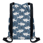 Cute White Shark Pattern Print Drawstring Backpack