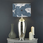 Cute White Shark Pattern Print Drum Lamp Shade