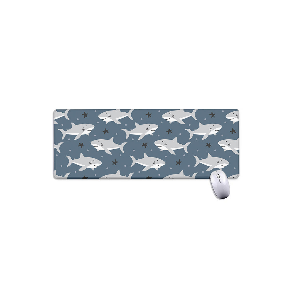 Cute White Shark Pattern Print Extended Mouse Pad