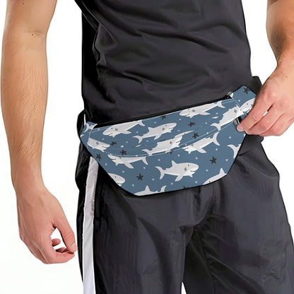 Cute White Shark Pattern Print Fanny Pack