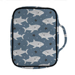 Cute White Shark Pattern Print Front Pocket Bible Bag