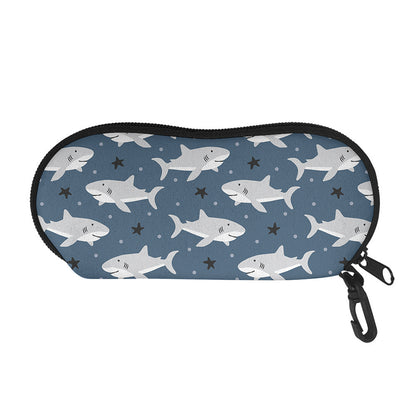 Cute White Shark Pattern Print Glasses Case