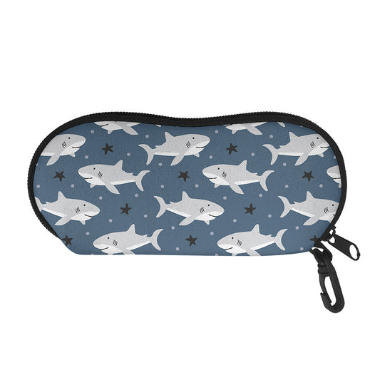 Cute White Shark Pattern Print Glasses Case