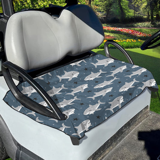 Cute White Shark Pattern Print Golf Cart Seat Cover