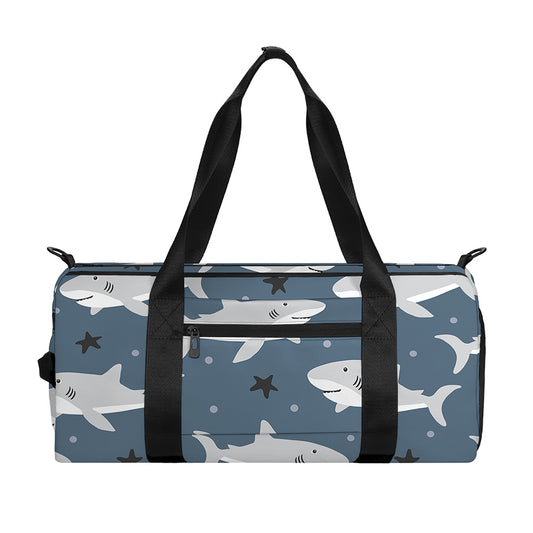 Cute White Shark Pattern Print Gym Bag
