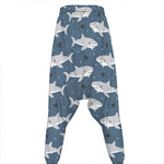 Cute White Shark Pattern Print Hammer Pants