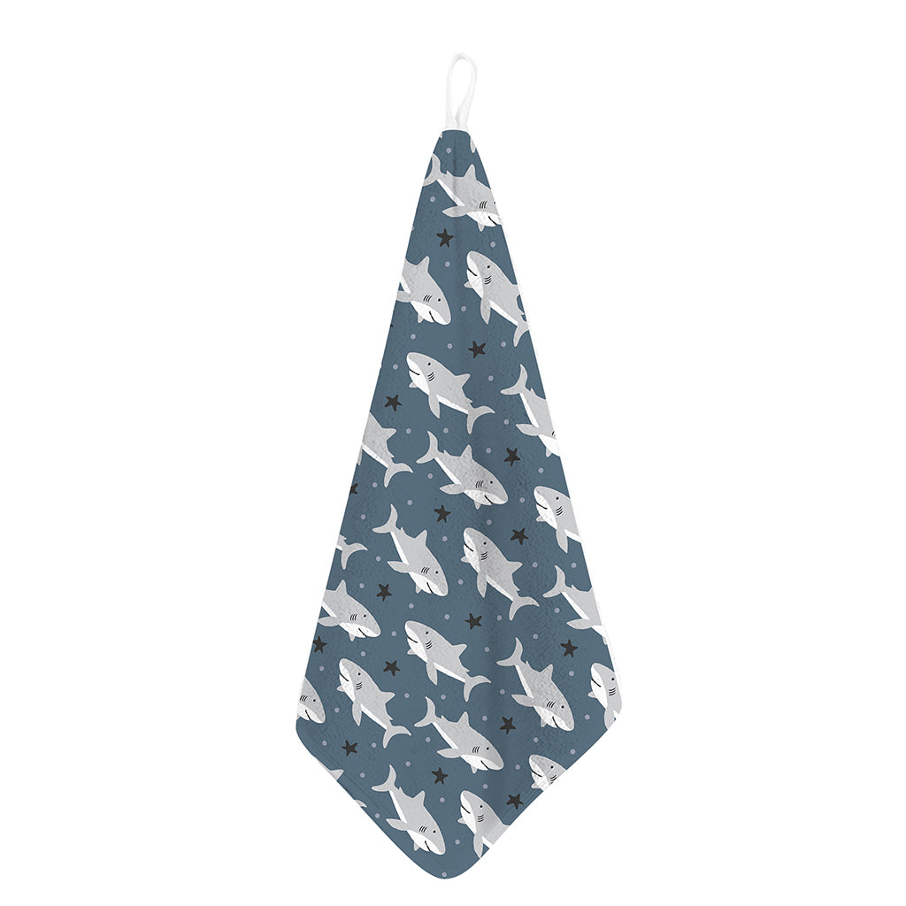 Cute White Shark Pattern Print Hand Towel