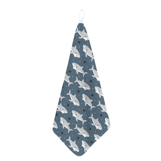 Cute White Shark Pattern Print Hand Towel