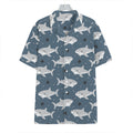 Cute White Shark Pattern Print Hawaiian Shirt