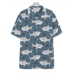 Cute White Shark Pattern Print Hawaiian Shirt