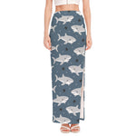 Cute White Shark Pattern Print High Slit Maxi Skirt