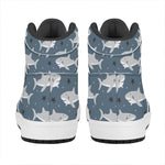 Cute White Shark Pattern Print High Top Leather Sneakers
