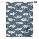 Cute White Shark Pattern Print House Flag