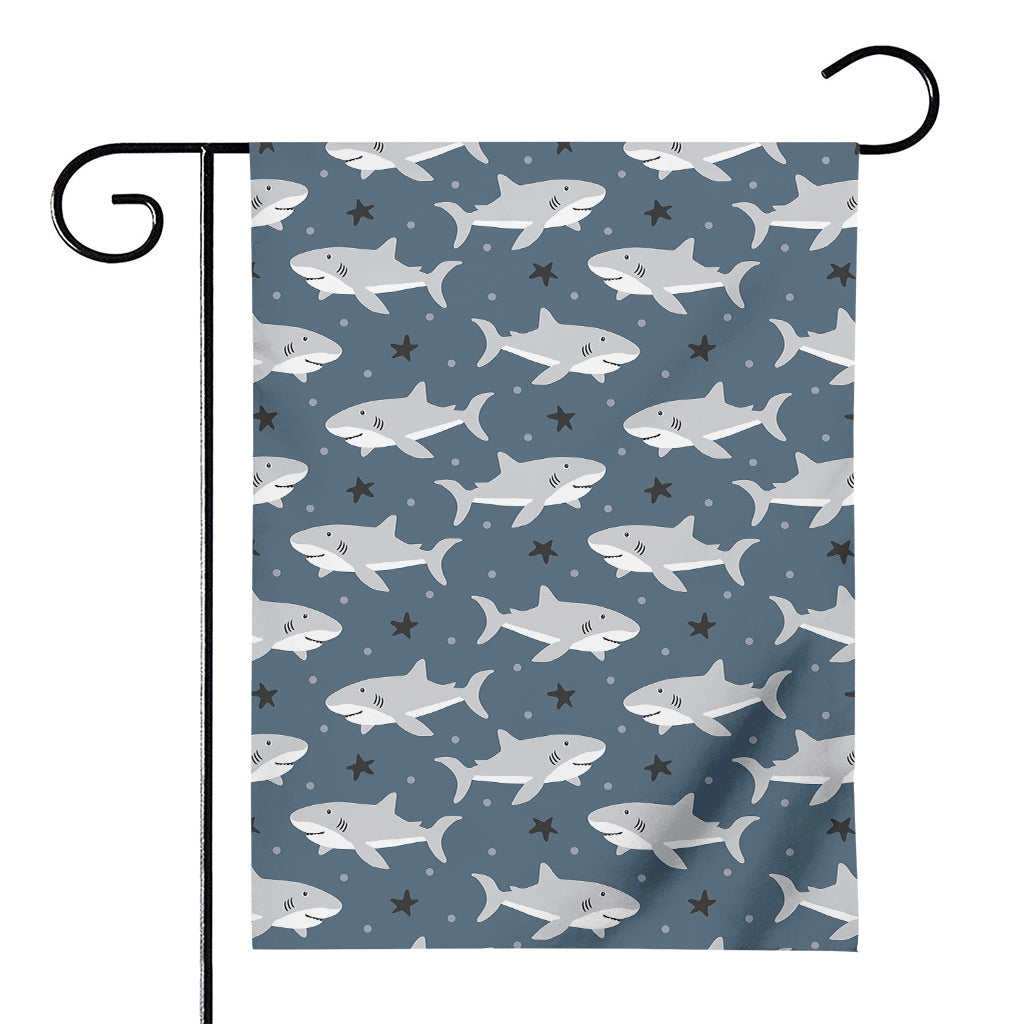 Cute White Shark Pattern Print House Flag