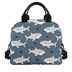 Cute White Shark Pattern Print Insulated Lunch Bag
