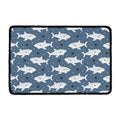 Cute White Shark Pattern Print Kitchen Mat