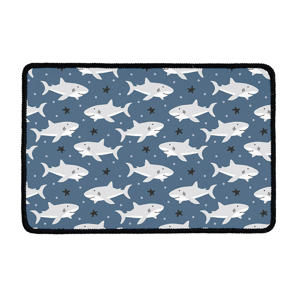 Cute White Shark Pattern Print Kitchen Mat