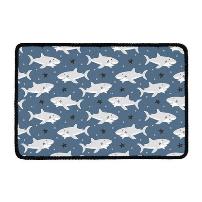 Cute White Shark Pattern Print Kitchen Mat
