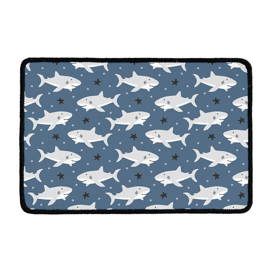 Cute White Shark Pattern Print Kitchen Mat