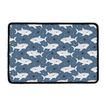 Cute White Shark Pattern Print Kitchen Mat