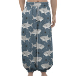 Cute White Shark Pattern Print Lantern Pants