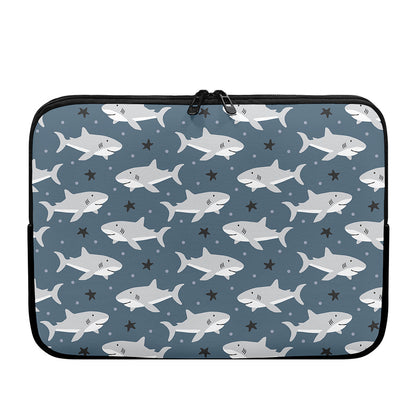Cute White Shark Pattern Print Laptop Sleeve