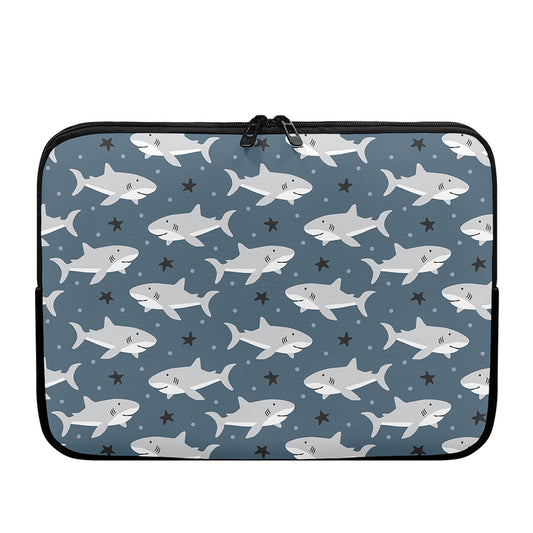 Cute White Shark Pattern Print Laptop Sleeve