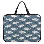 Cute White Shark Pattern Print Laptop Sleeve With Handle