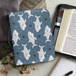 Cute White Shark Pattern Print Leather Bible Cover