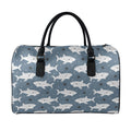 Cute White Shark Pattern Print Leather Duffel Bag