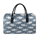 Cute White Shark Pattern Print Leather Duffle Bag