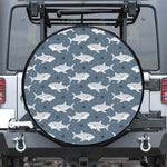 Cute White Shark Pattern Print Leather Spare Tire Cover