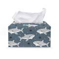 Cute White Shark Pattern Print Leather Tissue Box Cover