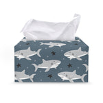 Cute White Shark Pattern Print Leather Tissue Box Cover