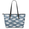 Cute White Shark Pattern Print Leather Tote Bag