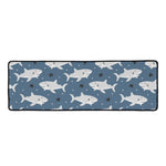 Cute White Shark Pattern Print Long Kitchen Mat